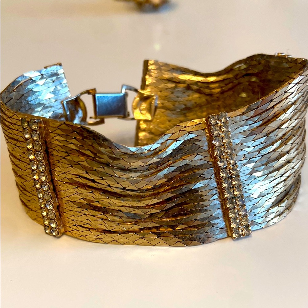 70s disco era gold rhinestone bracelet